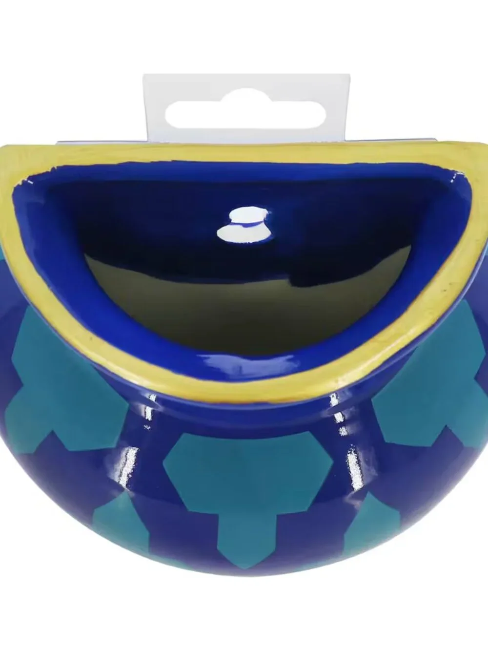 Jonathan Adler Geometric Ceramic Wall Pocket Vase, Glossy Blue/Turquoise NEW MCM